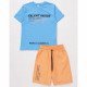 Комплект для мальчика артикул DMB 7443 размер 34/134-44/164 (футболка+шорты) цвет василек