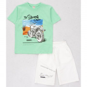 Комплект для мальчика арт.DMB 7394/7395 размер 32/128-44/164 (футболка+шорты) цвет фисташковый