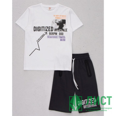 Комплект для мальчика арт.DMB 7404 размер 32/128-44/164 (футболка+шорты) цвет белый Комплект для мальчика арт.DMB 7404 размер 32/128-44/164 (футболка+шорты) цвет белый