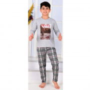 Пижама для мальчика артикул 35448 (лонгслив+штаны) размерный ряд 28/104-30/116 цвет меланж