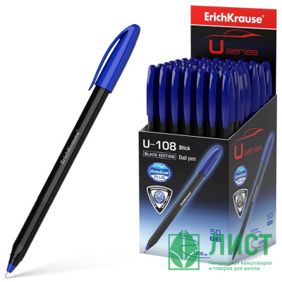 Ручка шариковая  не прозрачный корпус (ErichKrause) U-108 Black синий, 1мм, игла, арт.46777 (Ст.50) Ручка шариковая  не прозрачный корпус (ErichKrause) U-108 Black синий, 1мм, игла, арт.46777 (Ст.50)