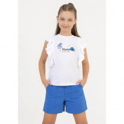 Комплект для девочки артикул DMB 2934 размерный ряд 34/134-44/164 (футболка+шорты) цвет василек