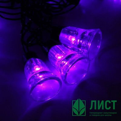 Гирлянда эл. Уличная фигурная 05м 30л. Led колокол цв.Фиолетовый (т.Провод) 8реж. Арт.1080122 Гирлянда эл. Уличная фигурная 05м 30л. Led колокол цв.Фиолетовый (т.Провод) 8реж. Арт.1080122