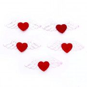 Сердечки декоративные "Крылышки", набор 5шт 7,5*2см красный арт.7532273