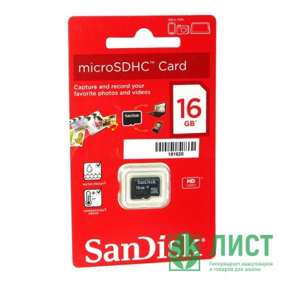Карта памяти 16GB microSD SanDisk microSDHC Class 4 Карта памяти 16GB microSD SanDisk microSDHC Class 4
