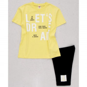Комплект для  девочки  артикул DMB 2750 размер 30/122-40/152 (футболка+бриджи) цвет желтый