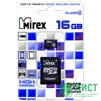 Карта памяти 16GB microSD Mirex microSDHC Class 4 Карта памяти 16GB microSD Mirex microSDHC Class 4