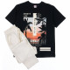 Комплект для мальчика арт.DMB KIDS 7362 размер 34/134-44/164 (футболка+брюки) цвет черный/бежевый