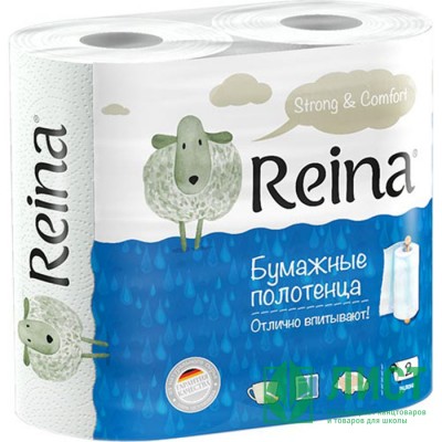 Полотенце бумажное 2-слоя 2 рулона в упаковке 12 метров Reina белое Полотенце бумажное 2-слоя 2 рулона в упаковке 12 метров Reina белое
