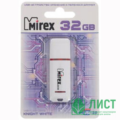 Флеш диск 32GB USB 2.0 Mirex Knight белый Флеш диск 32GB USB 2.0 Mirex Knight белый