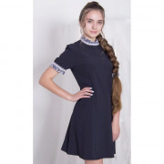 Платье для девочки (Каталея) с коротким рукавом арт.Василинка размер 32/128-38/146 цвет темно-синий