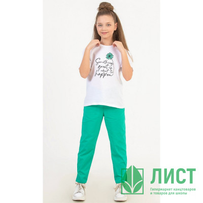 Комплект для девочки артикул DMB 2936 размерный ряд 34/134-44/164 (футболка+брюки) цвет зеленый Комплект для девочки артикул DMB 2936 размерный ряд 34/134-44/164 (футболка+брюки) цвет зеленый