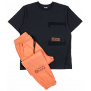 Комплект для мальчика артикул DMB 7447 размер 34/134-44/164 (футболка+брюки) цвет оранжевый