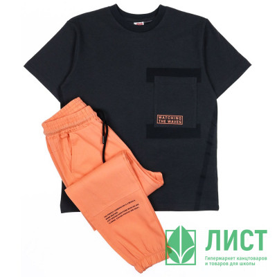 Комплект для мальчика артикул DMB 7447 размер 34/134-44/164 (футболка+брюки) цвет оранжевый Комплект для мальчика артикул DMB 7447 размер 34/134-44/164 (футболка+брюки) цвет оранжевый