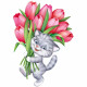 Плакат "Котик с тюльпанами" 44*31см арт.59,342,00