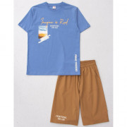 Комплект для мальчика артикул DMB 7469 размер 34/134-44/164 (футболка+шорты) цвет индиго