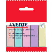 Закладка самоклеющая пластиковая 12*45мм 5цв*25л (deVENTE) пастель арт.2011106