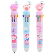 Ручка многоцветная 10-цветная (MC Basir) Лапки 0,5мм ассорти арт.JD-6613