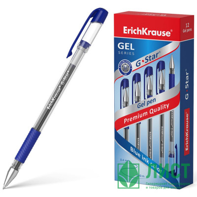 Ручка гелевая прозрачный корпус  резиновый упор (ErichKrause) G-Star Classic синий, 0,5мм арт.54536 (Ст.12) Ручка гелевая прозрачный корпус  резиновый упор (ErichKrause) G-Star Classic синий, 0,5мм арт.54536 (Ст.12)