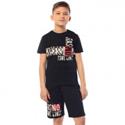 Комплект для мальчика арт.FRS 1763 размер 34/134-40/152 (футболка+шорты) цвет черный