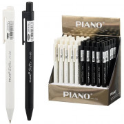Автоматическая шариковая ручка с чернилами на масляной основе: "Piano"; чёрный и белый корпус, цвет чернил синий.