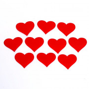 Сердечки декоративные на клеевой основе, набор 10шт 5*4,5см красный арт.7532272