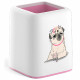 Подставка д/ручек и карандашей (ErichKrause) Forte Chilling Dog, белый с розовой пастельной вставкой арт.55846 (Ст.1)