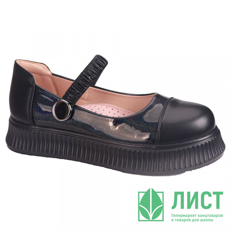 Туфли для девочки (TOM.MIKI) черные верх-искусственная кожа подкладка-натуральная кожа размерный ряд 32-37 арт.T-10754-K