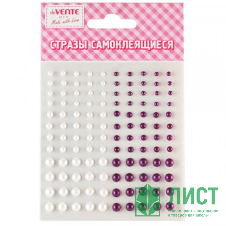 Наклейки-стразы акриловые (deVENTE) Жемчуг ассорти 9,5х10,5 см арт.8004062