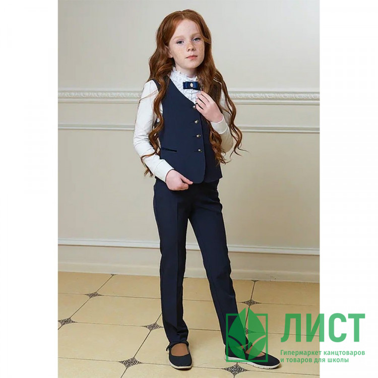 Брюки для девочки (ГЕРМИОНА) ткань 07 арт.6042-07 размер 30/122-44/170 цвет синий