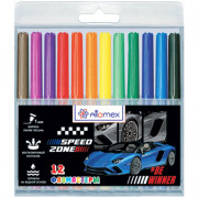 Фломастеры (Attomex) Speed Zone 12 цветов вентилируемый колпачок пластиковый блистер арт.5081440