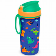 Стакан 400мл "Бытпласт" с крышкой и петлей, зеленый арт.431331109