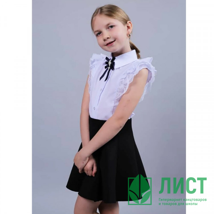 Блузка для девочки (MULTIBRAND) короткий рукав цвет белый арт.471116 размерный ряд 32/128-44/164