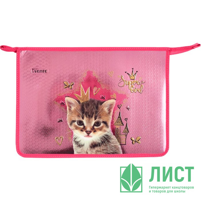 Папка школьная для тетрадей А4 на молнии (deVENTE) Cat Princess арт.8053206