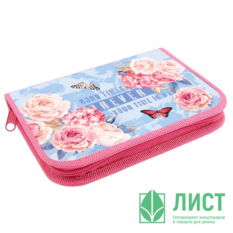 Пенал 1 отделение (Оникс) ПКТ 04-20 Пионовые розы 190х130мм полиэстер