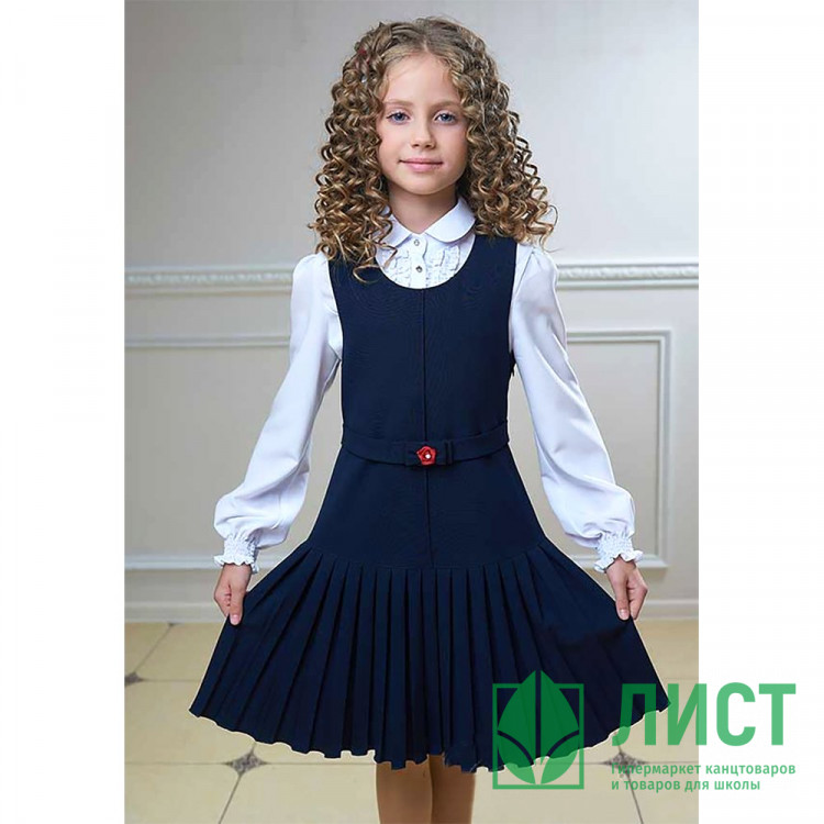 Сарафан для девочки (ГЕРМИОНА) ткань 07 арт.5215-07 размер 30/122-36/140 цвет синий