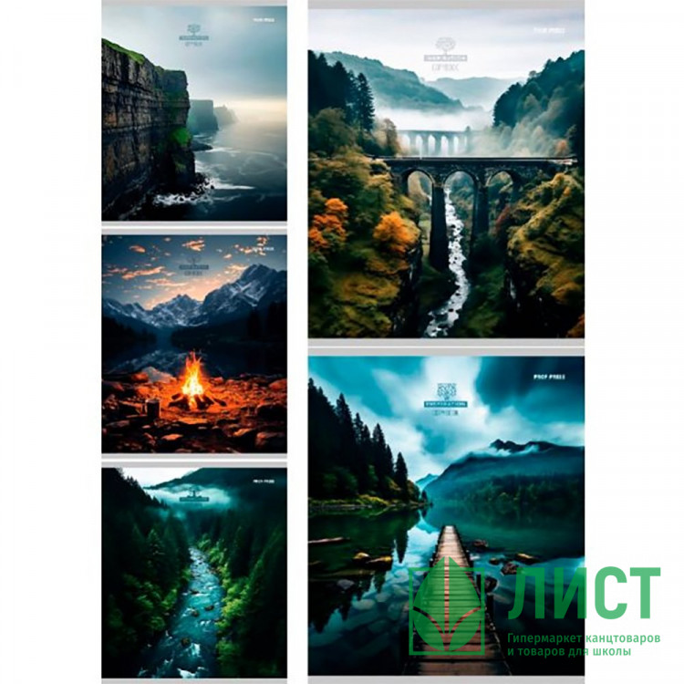 Тетрадь А5 клетка 48 листов скоба (Prof-Press) Атмосферные виды цветная мелованная обложка ассорти арт.48-5715