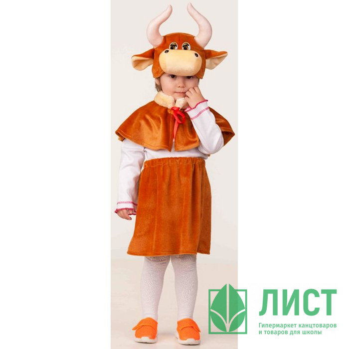 Костюм для девочки Коровка Брусничка коричневая (головной убор, юбка, накидка) р.28/110 ткань арт.21-2-110-56