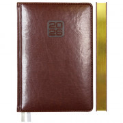 Ежедневник датированный 2026 "deVENTE "Bravo" A5 (145 ммx205 мм) 336 стр, белая бумага 70 г/м² с золотым срезом, печать в 2 краски, твердая обложка из искусственной кожи с поролоном, отстрочка, термо тиснение, закругленные уголки, перфорация, 2 ляссе, в т