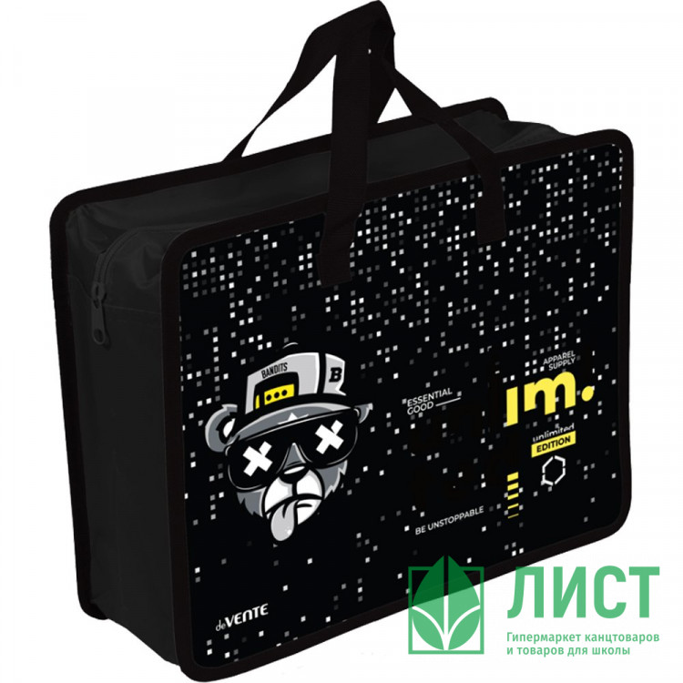 Сумка пластик А4 (deVENTE) на молнии ручка-тесьма Bandits с расширением арт.8057532