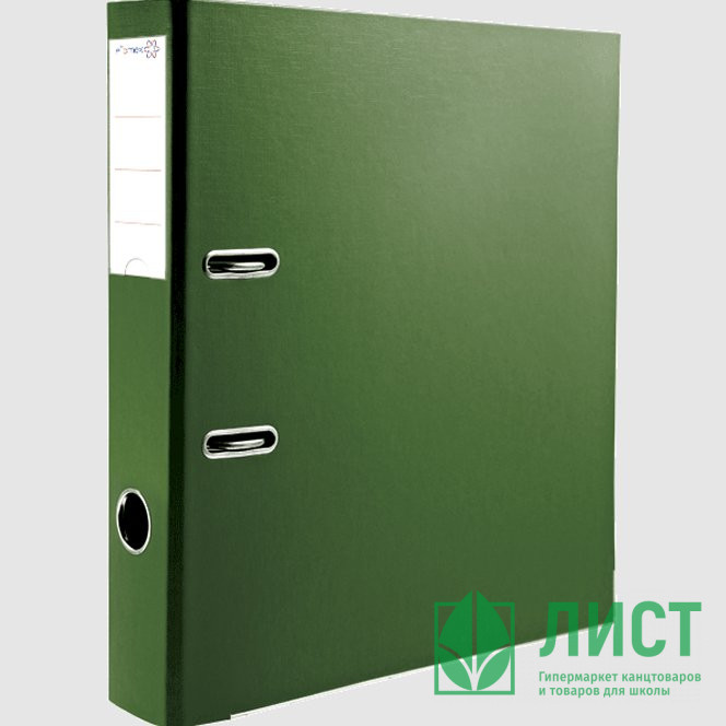 Папка-регистратор 50мм ПВХ с 1 сторонней обтяжкой, металлический уголок, зеленая собранная