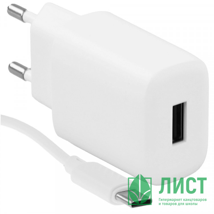 Зарядное устройство сетевое USB + кабель Lightning HOCO C134A 2400mAh, белый