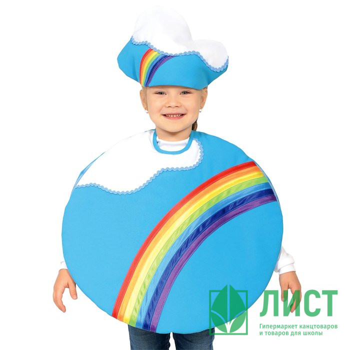 Костюм карнавальный РАДУГА (накидка,шапка) р.34/128 ткань арт.5288