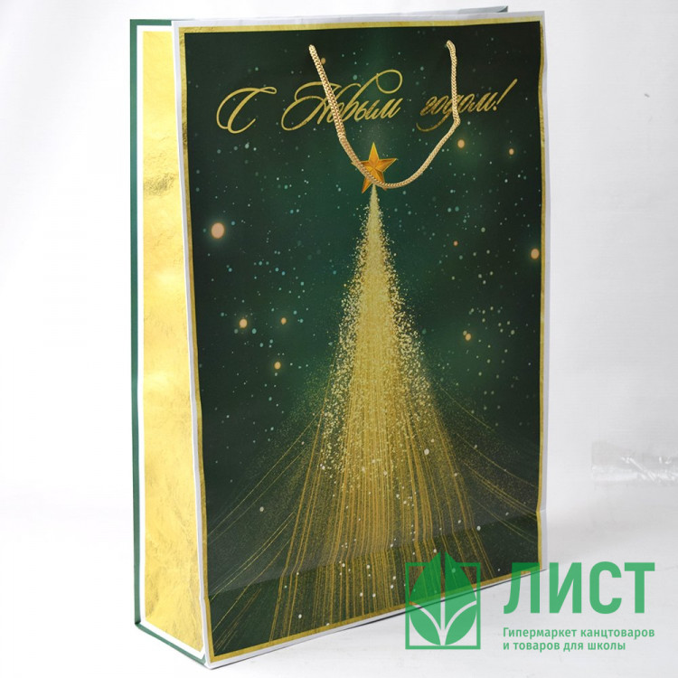 Пакет подароч. бумаж. 33*45,7см "Новогоднее сияние" цв.зелен/золото арт.95785FE