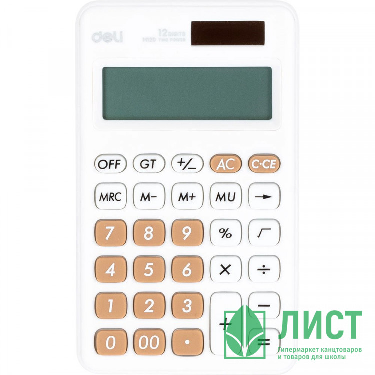 Калькулятор карманный 12разрядов DELI 110*70*7 (EM120WHITE) (Ст.1)