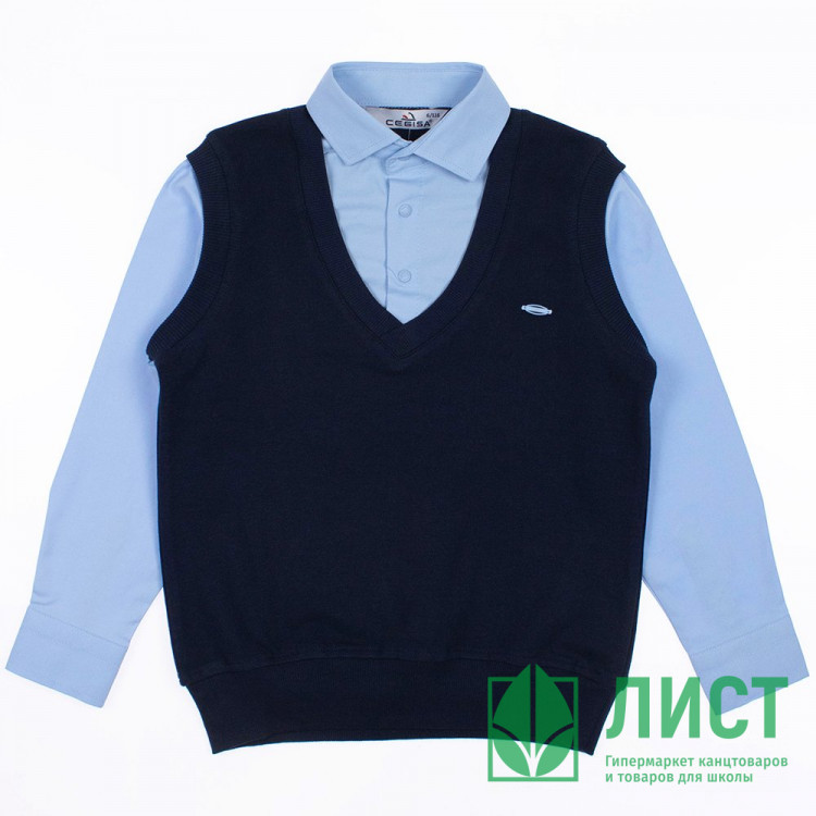 Джемпер-обманка для мальчика (CEGISA ) арт.4054 размерный ряд 30/116-34/134  цвет темно-синий/голубой