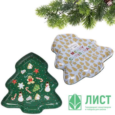 Поднос жестяной &quot;Ёлочка&quot; 25,8*15см МИКС арт.889-0513 Поднос жестяной "Ёлочка" 25,8*15см МИКС арт.889-0513