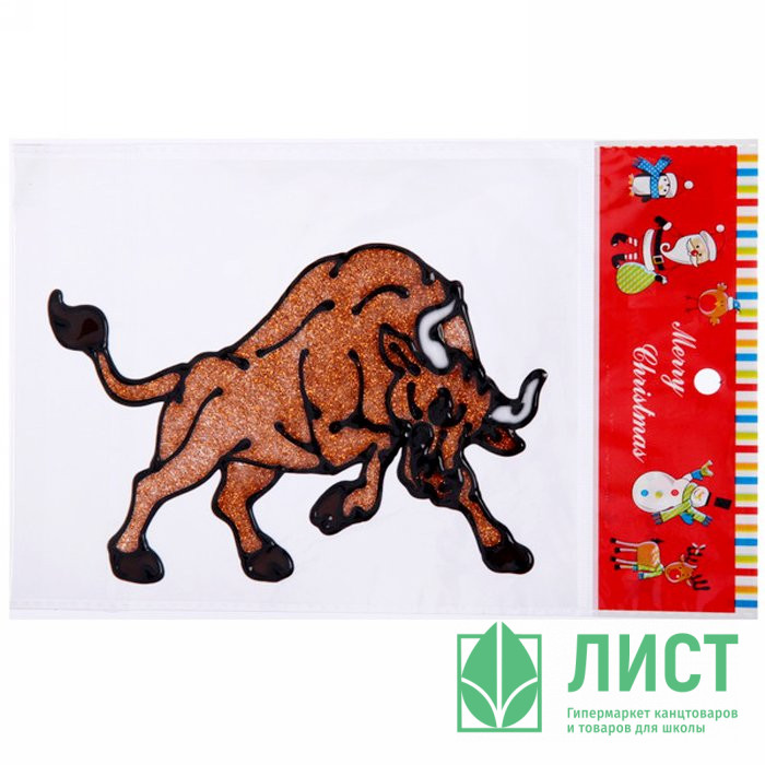 Украшение-наклейка на окно "Бык защитник" 15*19см арт.185-0273