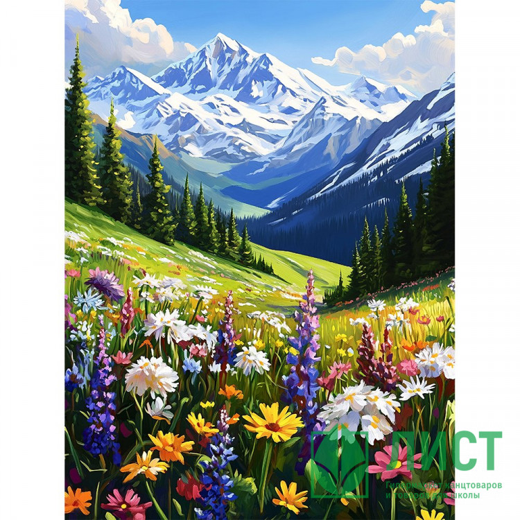 Алмазная мозаика 30х40см (Феникс) Альпийские луга без подрамника полное заполнение арт.71368