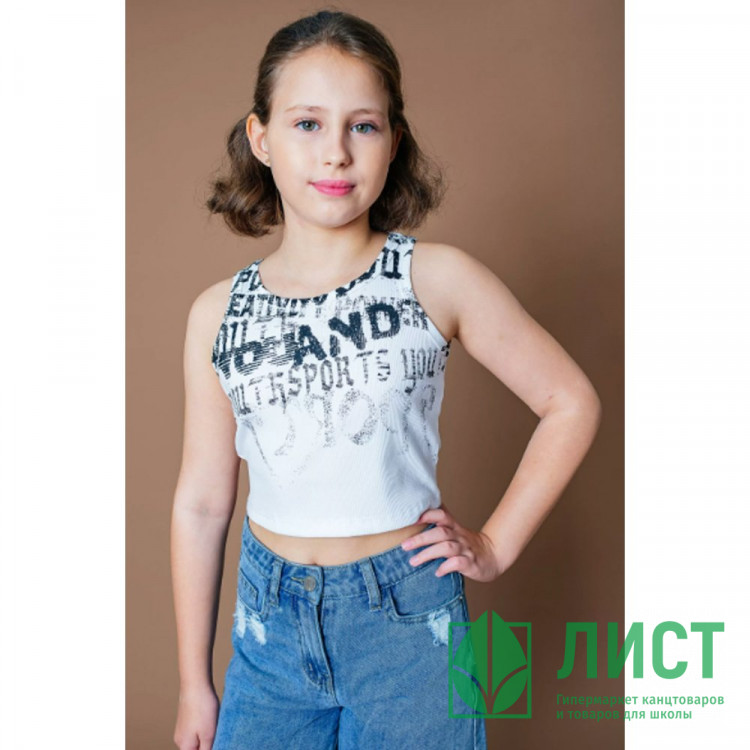 Майка для девочки арт.Deloras 22541 размерный ряд 34/134- 44/164 цвет белый
